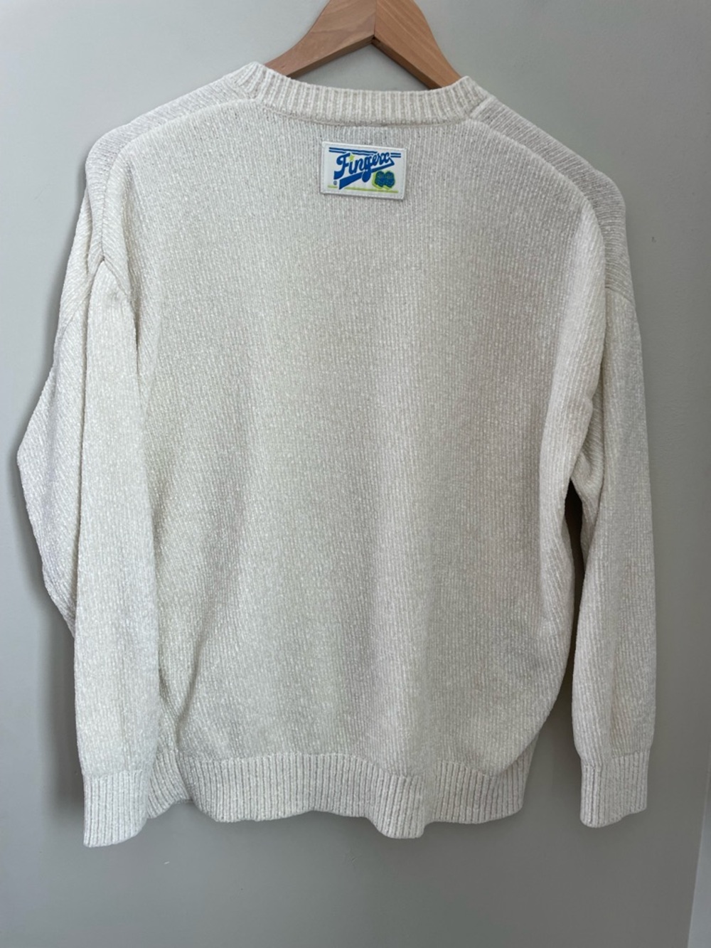 Fingercroxx "Bigfoot" Chenille Knit Crewneck Sweater Cream Size XS/S Streetwear - Picture 6 of 11